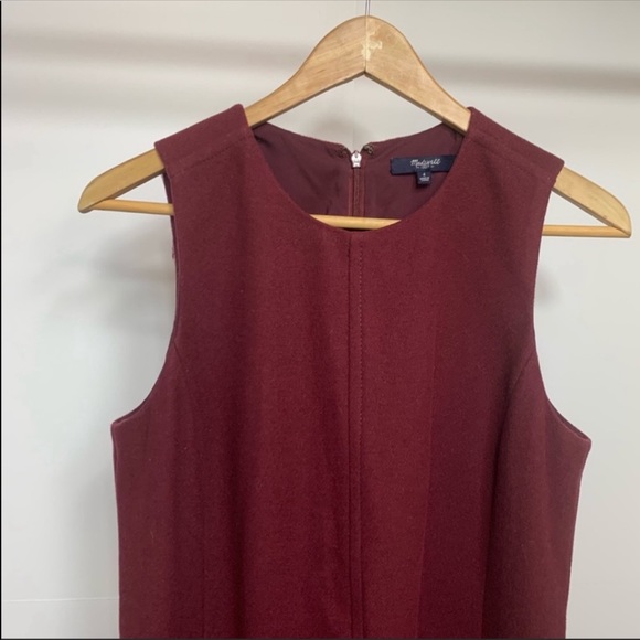 Madewell | Foyer Burgundy Shift Dress Wool Size 4 - Picture 3 of 5